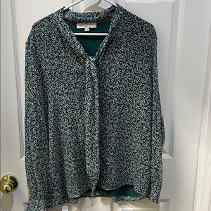 LOFT Teal and Pink Floral Top